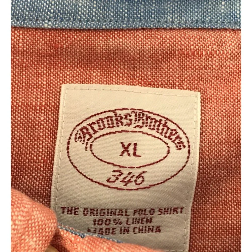 Men's Brooks Brothers‎ 100% Linen Salmon Long Sleeve Button Up Shirt XL